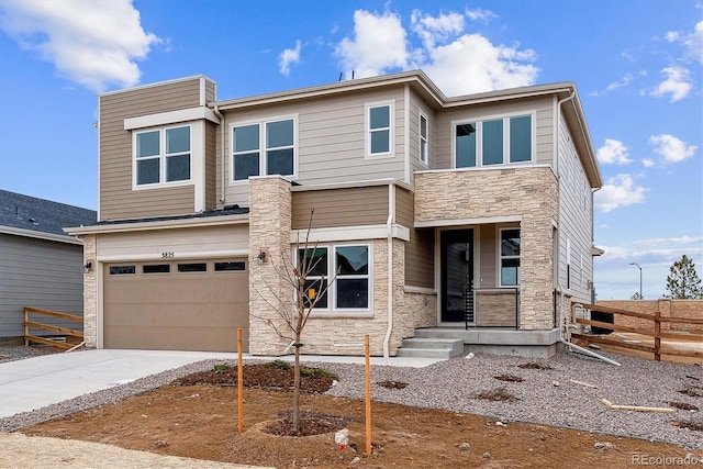 view of front of property featuring a garage