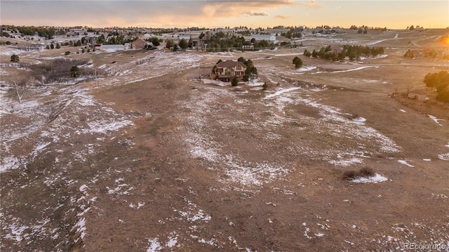 view of aerial view at dusk