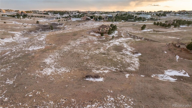 view of aerial view at dusk