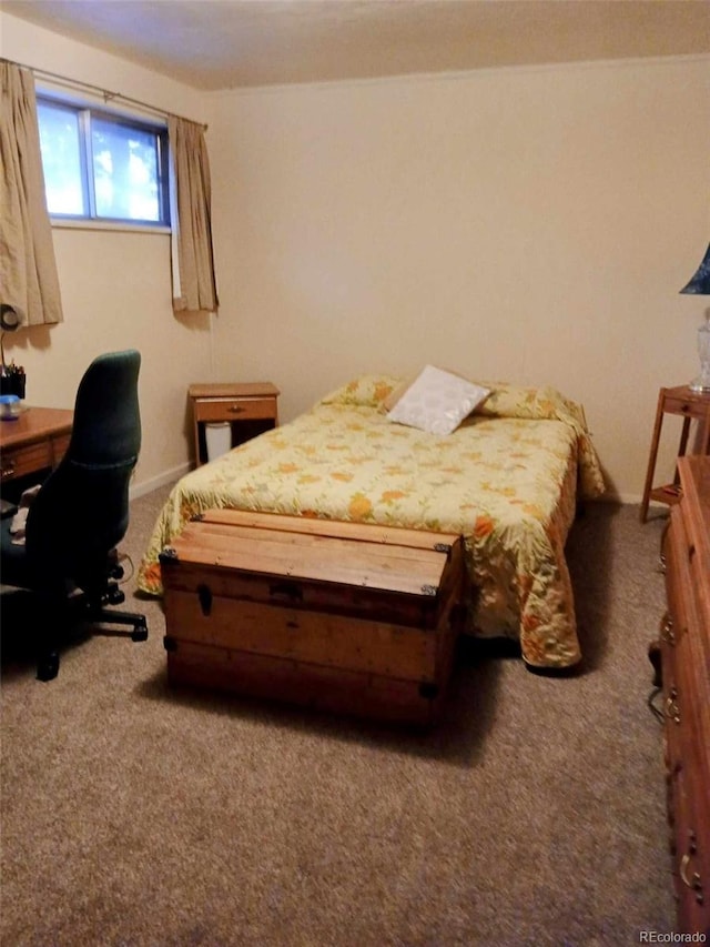 bedroom featuring carpet floors and baseboards