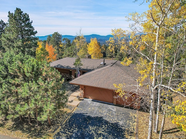 aerial view featuring a mountain view