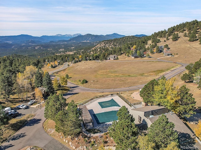 aerial view with a mountain view