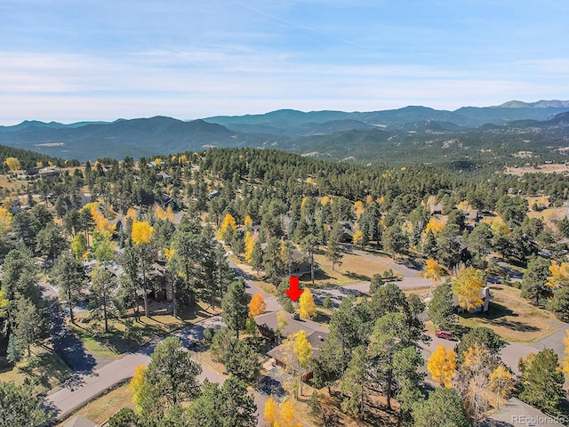 aerial view with a mountain view