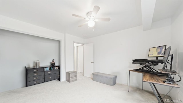 677 Vrain St Unit 15, Denver, CO 80204 - home office featuring light carpet and a ceiling fan