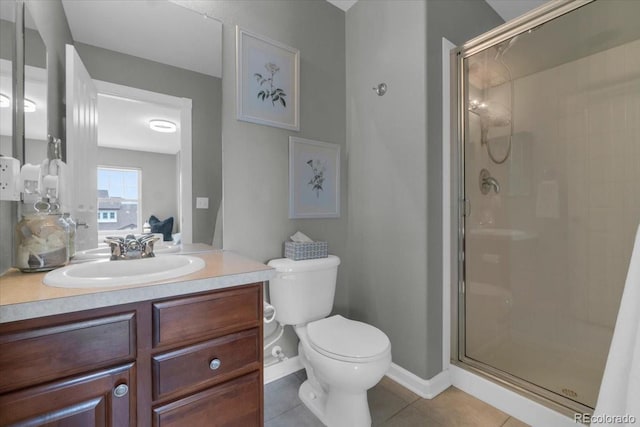 10683 Amesbury Way, Highlands Ranch, CO 80126 - full bathroom featuring a shower stall, vanity, and tile patterned floors