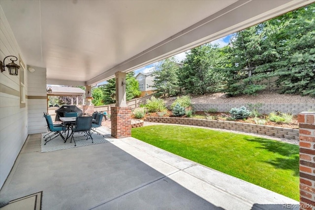 10683 Amesbury Way, Highlands Ranch, CO 80126 - fenced backyard featuring outdoor dining space and a patio area