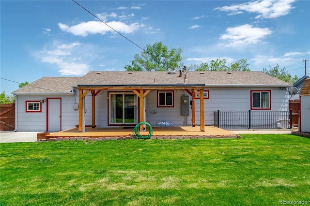 1035 Quartz St, Golden, CO 80401 - back of house with a wooden deck, a shingled roof, and a patio