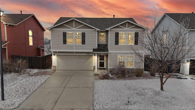 view of front of home with a garage