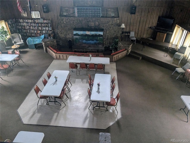 view of patio / terrace with a fireplace