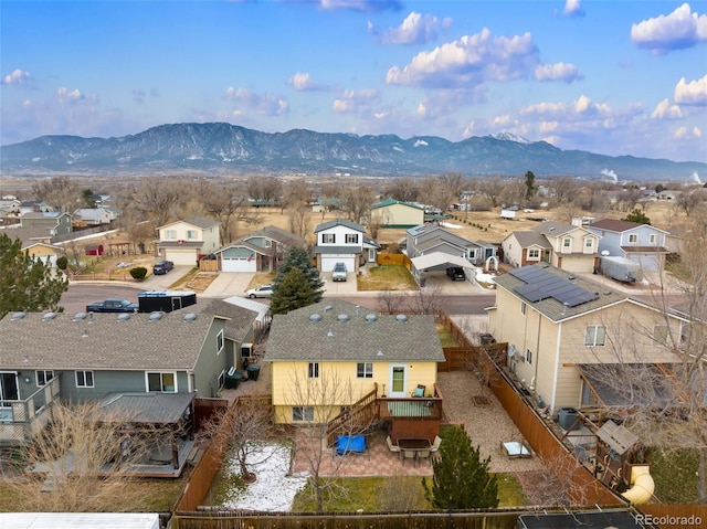 aerial view with a mountain view