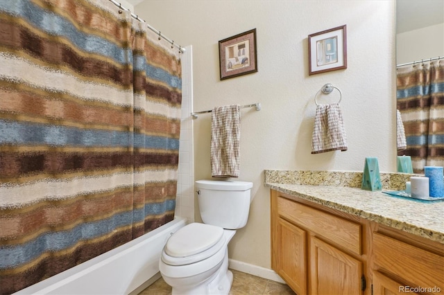 6534 S Union Way, Littleton, CO 80127 - bathroom with vanity, tile patterned floors, toilet, and shower / tub combo with curtain