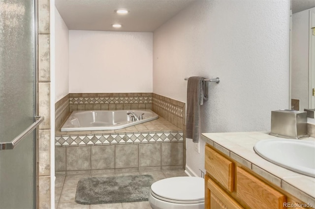 6534 S Union Way, Littleton, CO 80127 - bathroom featuring vanity, toilet, a bath, a shower with door, and recessed lighting