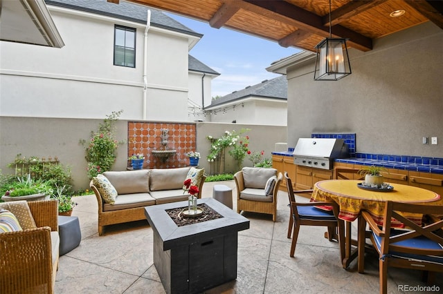 458 Adams St, Denver, CO 80206 - view of patio featuring an outdoor living space with a fire pit and grilling area