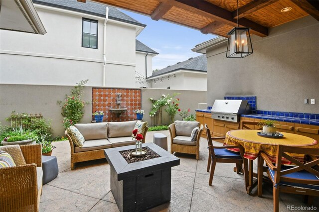 458 Adams St, Denver, CO 80206 - view of patio featuring an outdoor living space with a fire pit and grilling area