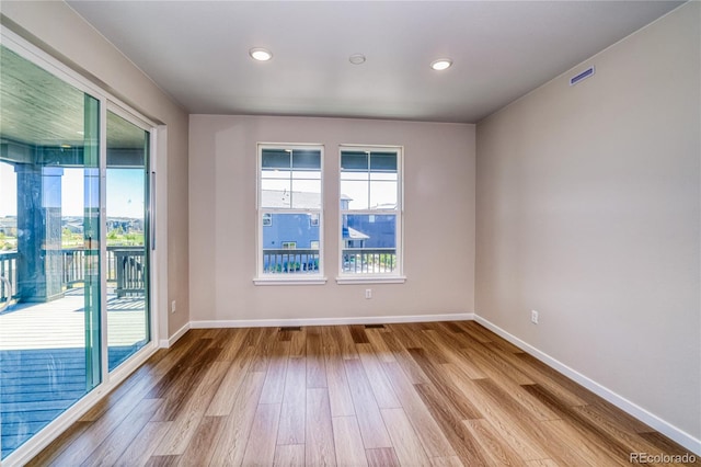 spare room featuring wood-type flooring