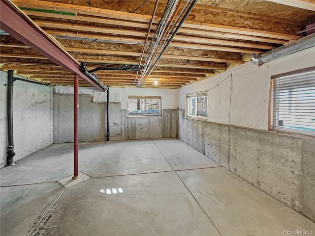 basement with plenty of natural light