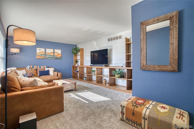 living room with carpet flooring