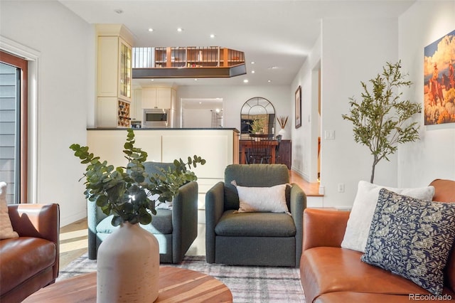 living room featuring light hardwood / wood-style flooring