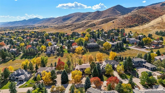 aerial view with a mountain view