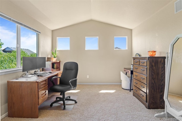 2192 Paint Pony Cir, Castle Rock, CO 80108 - carpeted office space featuring vaulted ceiling and healthy amount of natural light