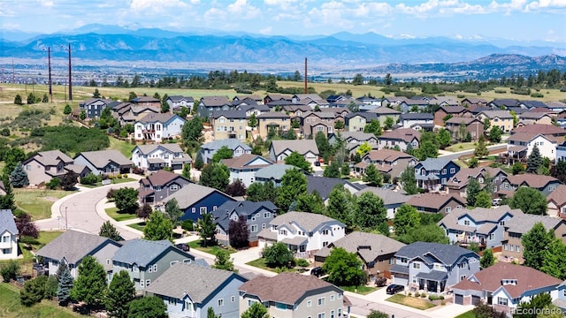 2192 Paint Pony Cir, Castle Rock, CO 80108 - aerial view of residential area with a mountain backdrop