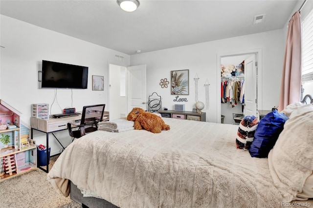 bedroom with a walk in closet and a closet