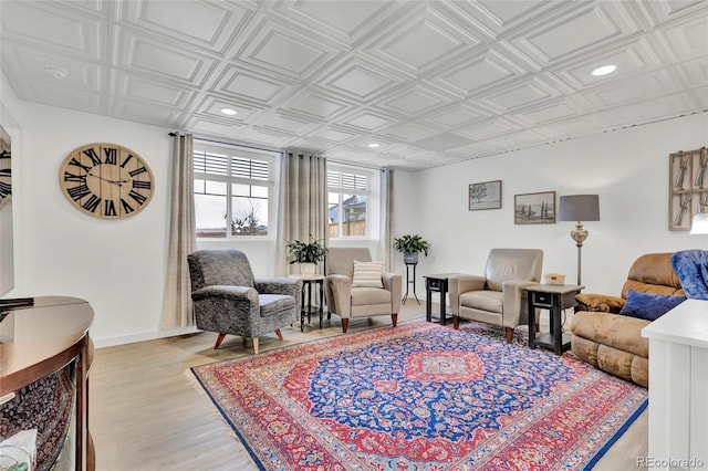 living room with light hardwood / wood-style floors