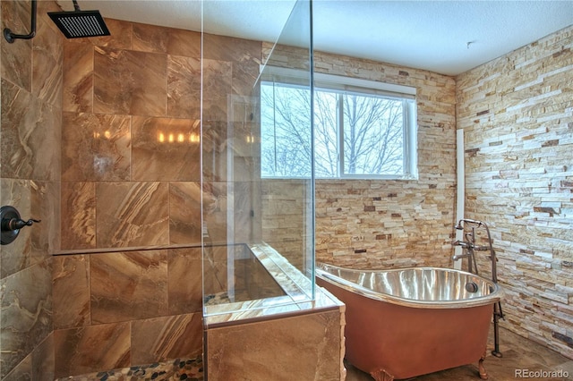 bathroom featuring plus walk in shower