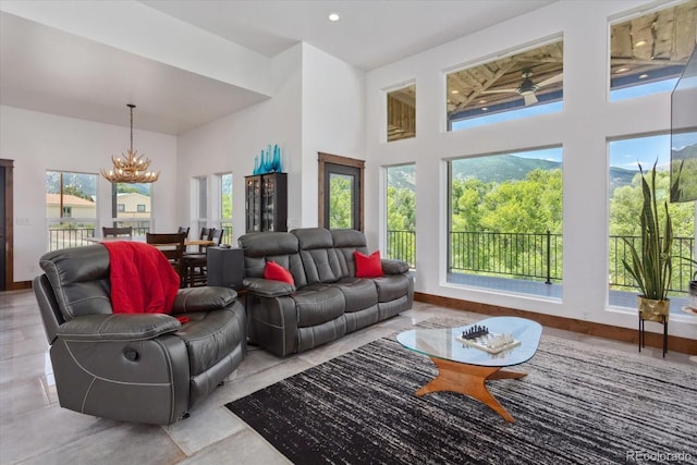 16985 County Road 306, Buena Vista, CO 81211 - living room with a chandelier and a high ceiling