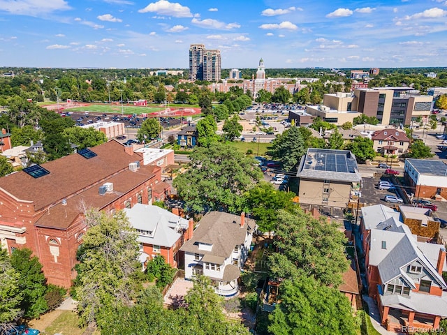 aerial view with a city view