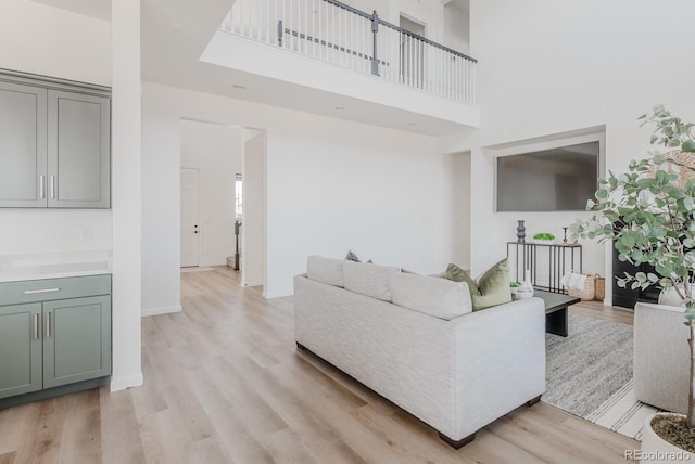 14345 Dahlia St, Thornton, CO 80602 - living area featuring light wood-type flooring and a high ceiling