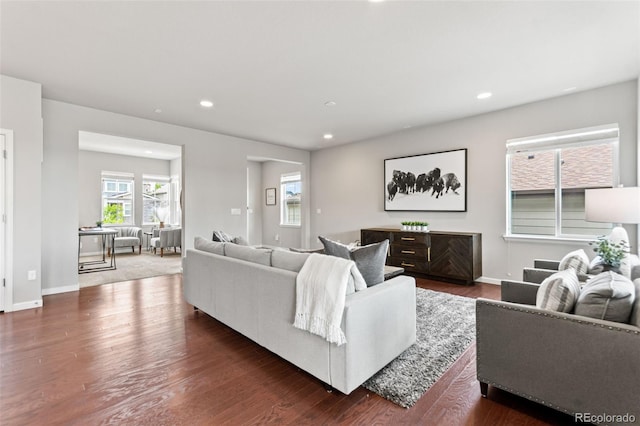 18180 W 84th Pl, Arvada, CO 80007 - living room with recessed lighting and dark wood finished floors