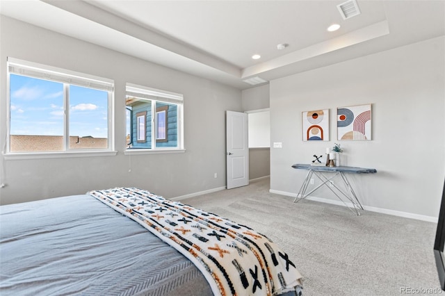18180 W 84th Pl, Arvada, CO 80007 - bedroom with carpet flooring, recessed lighting, and a tray ceiling