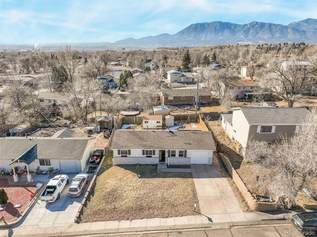 2240 Flintwood Dr, Colorado Springs, CO 80910 - aerial perspective of suburban area featuring a mountain backdrop