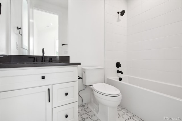 full bathroom with vanity, toilet, and tub / shower combination