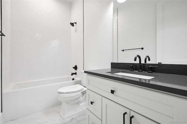 full bathroom featuring vanity, toilet, and bathtub / shower combination