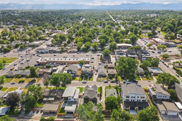 birds eye view of property featuring a mountain view