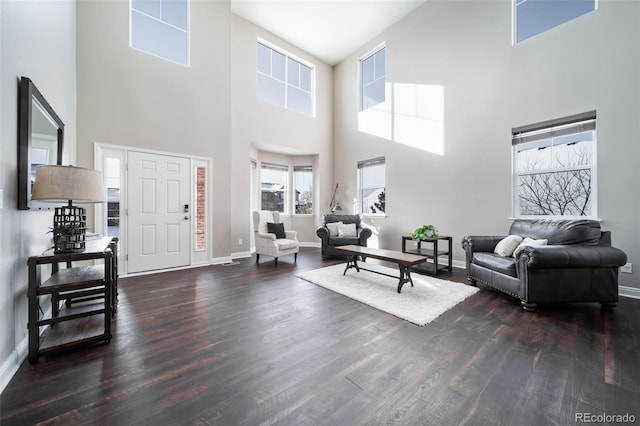 living room featuring dark hardwood / wood-style flooring