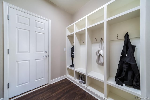 mudroom featuring dark hardwood / wood-style floors