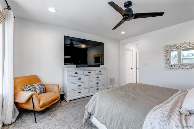 8049 Monte Vista Cir, Littleton, CO 80125 - bedroom with carpet flooring, recessed lighting, and a ceiling fan