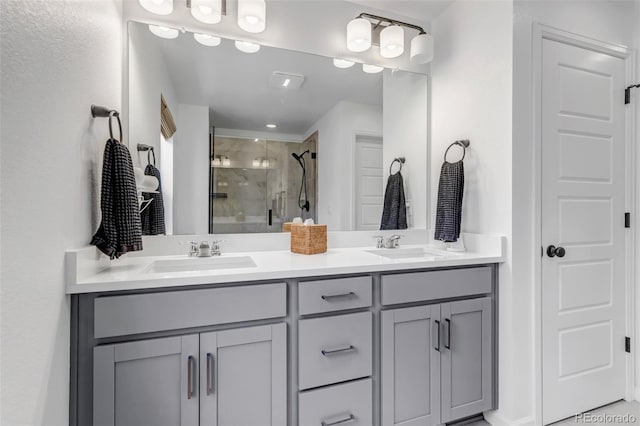8049 Monte Vista Cir, Littleton, CO 80125 - full bath featuring a stall shower and double vanity