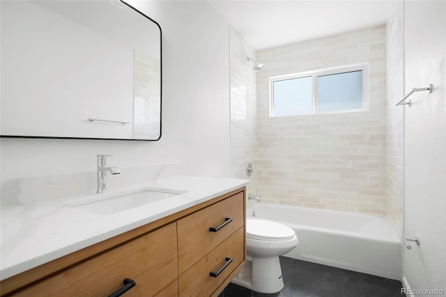 1205 W 101st Ave, Northglenn, CO 80260 - full bath with vanity, shower / tub combination, toilet, and tile patterned floors