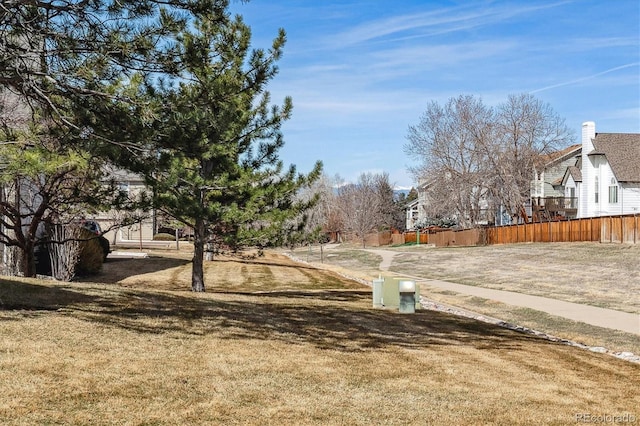 view of yard featuring fence