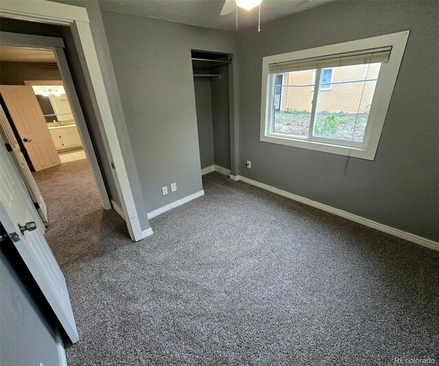 520 Prairie Rd, Colorado Springs, CO 80909 - unfurnished bedroom with carpet floors, baseboards, a closet, and ceiling fan
