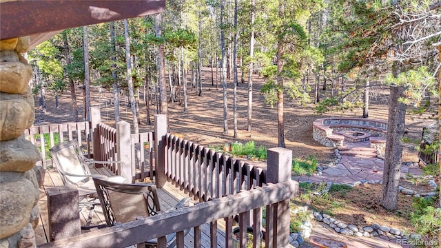 exterior space with a fire pit