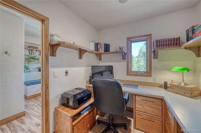 office space featuring light hardwood / wood-style flooring