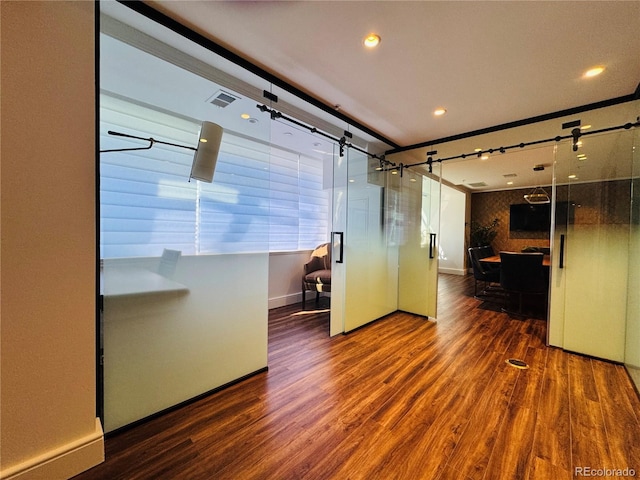 kitchen featuring dark hardwood / wood-style flooring