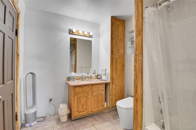 124 River Dr, Bailey, CO 80421 - bathroom featuring tile patterned flooring, toilet, a shower with shower curtain, and vanity