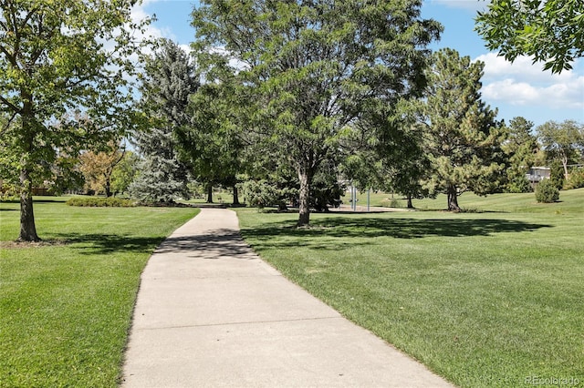 view of home's community featuring a lawn