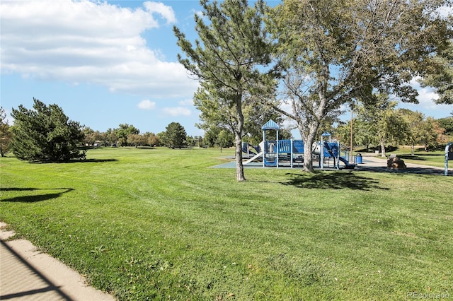 view of yard featuring playground community